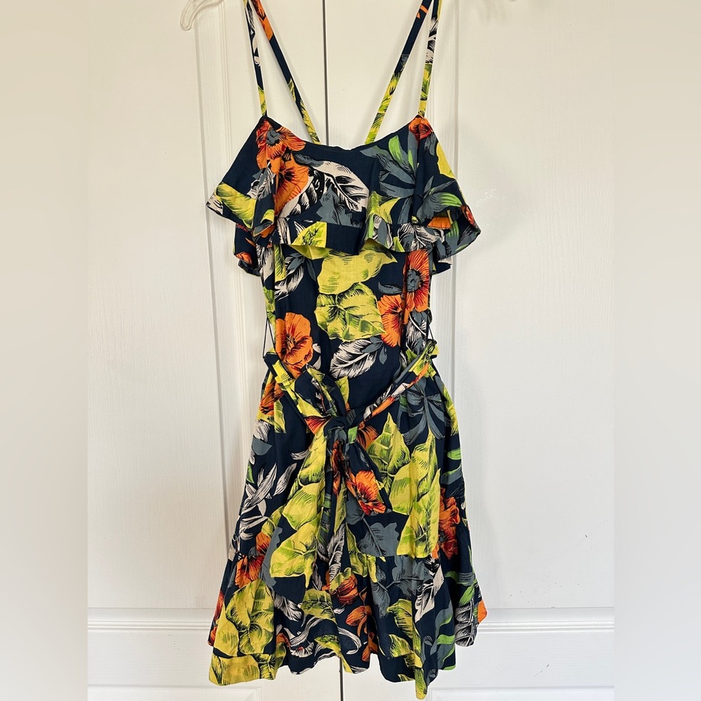 Floral Ruffle Dress with Tie Waist - Size 4